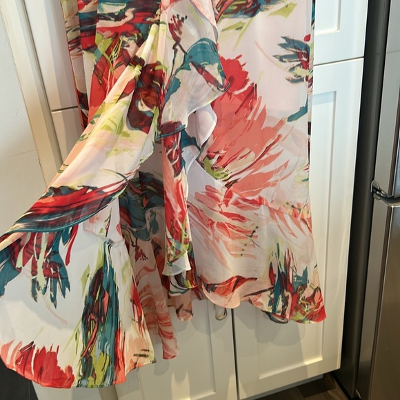 Sangria Watercolour Floral Ruffle Maxi Sleeveless Tropical Dress Size 10 - Picture 6 of 15